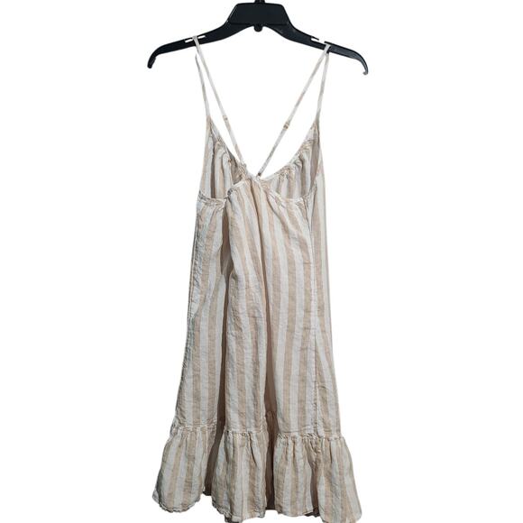 Vineyard Vines Strappy Back Gauzy Cover-Up Dress Tan White Stripe M - Picture 2 of 4